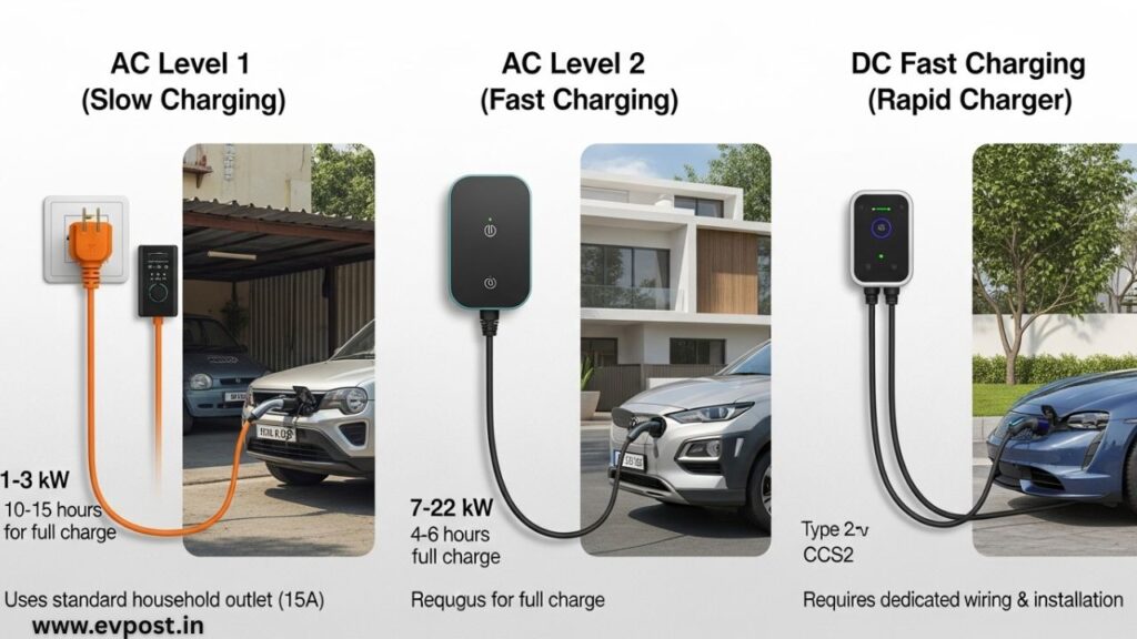 Categories of Home EV Chargers in India
